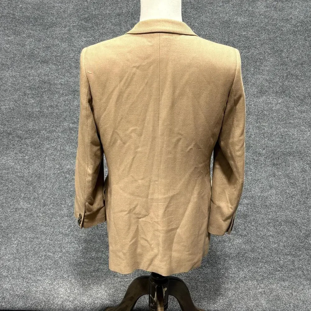 Isaia Blazer Mens IT 46 Beige Wool Elscheidt Stripe Made Italy Sport Coat Jacket